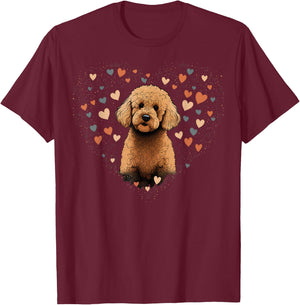 Golden Doodle Love for Valentines Day on Goldendoodle Lover T-Shirt - T-Shirt | Maroon