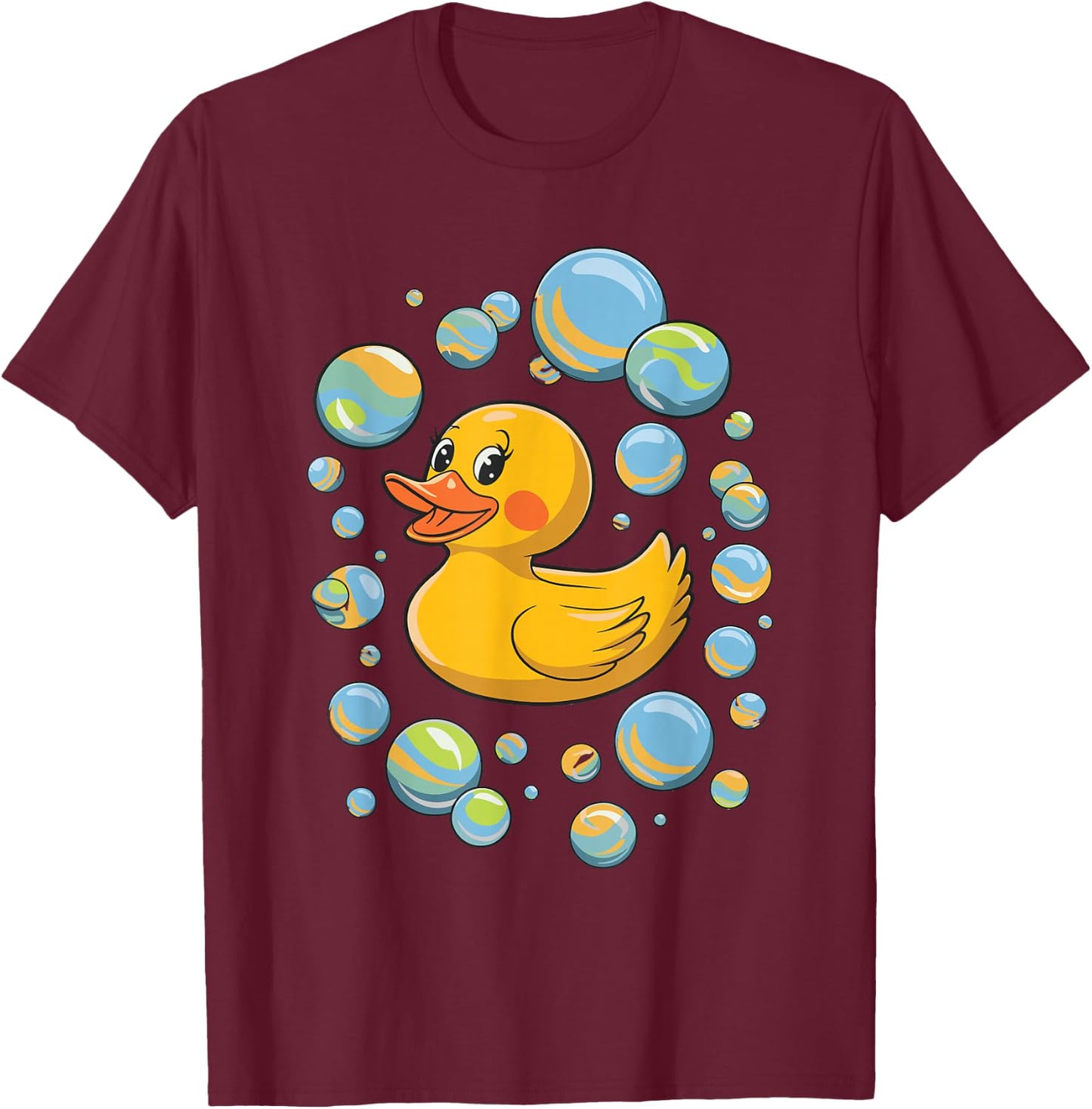 Rubber Duck Bubbles T-Shirt - T-Shirt | Maroon