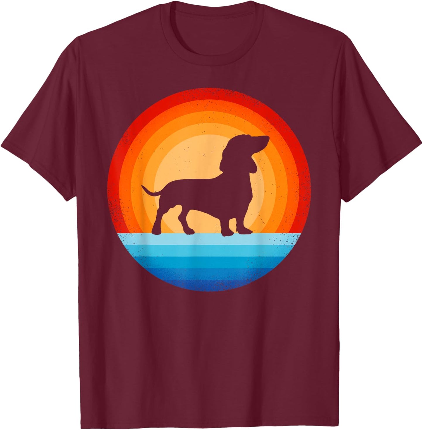 Dachshund Retro Vintage 60s 70s Sunset Wiener Dog Lovers Men T-Shirt - T-Shirt | Maroon