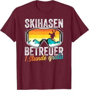 Ski Bunny Caregiver Ski Holiday Ski Instructor Apres Ski Party , black T-Shirt - T-Shirt | Maroon