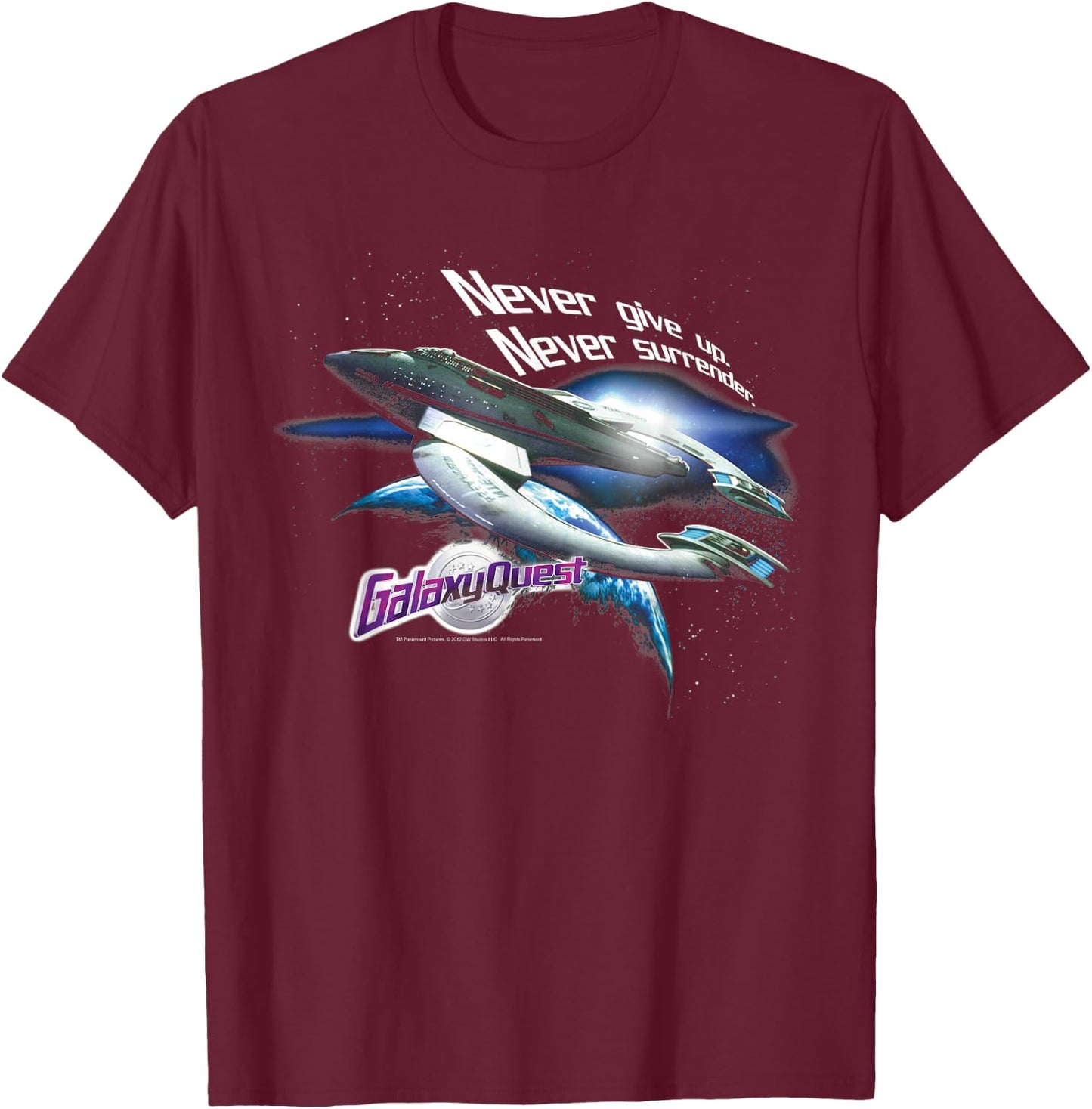 Galaxy Quest Never Surrender T-Shirt - T-Shirt | Maroon