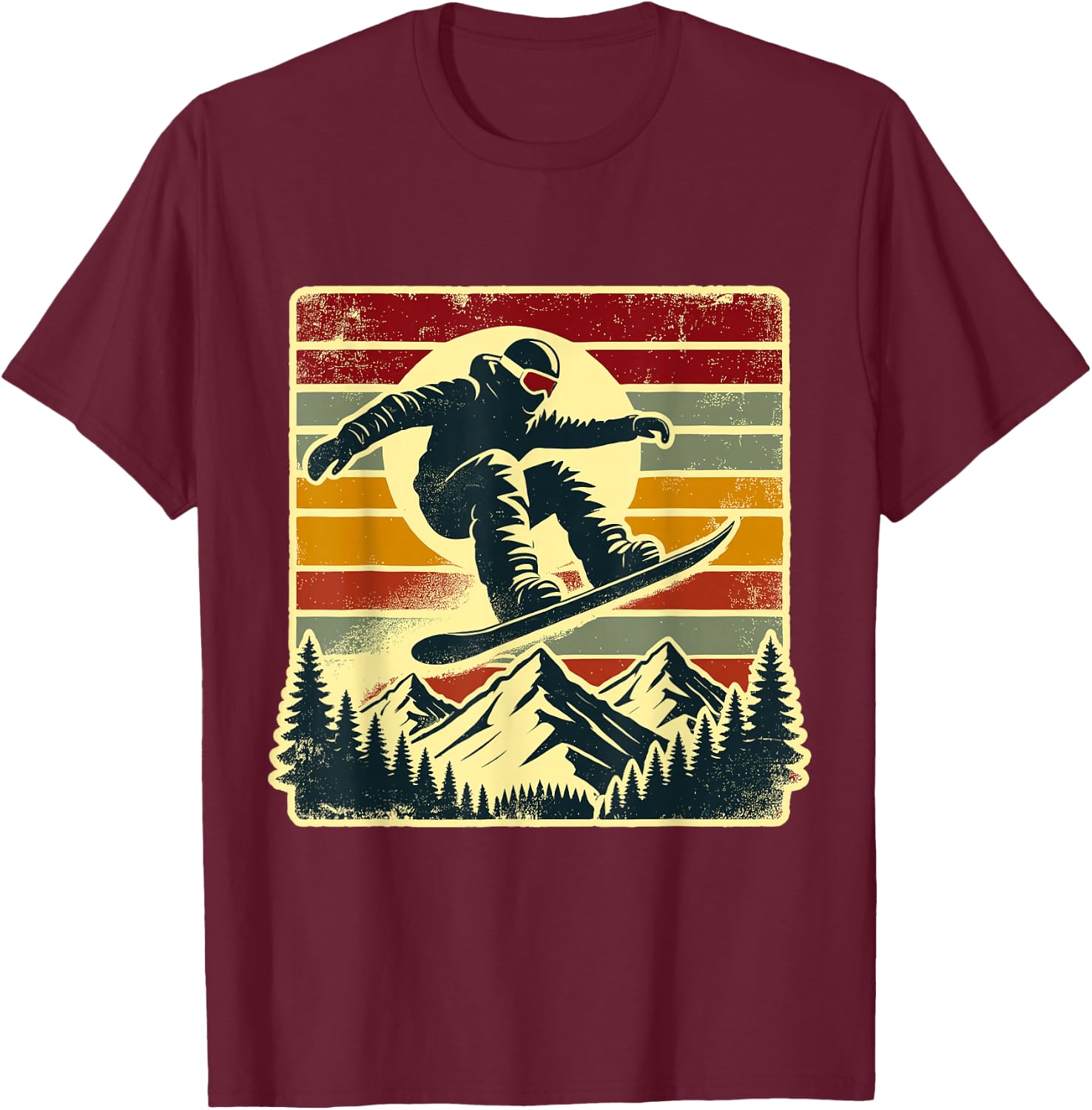 Retro Snowboard Rider Snowboarding Lover Snowboarder T-Shirt - T-Shirt | Maroon