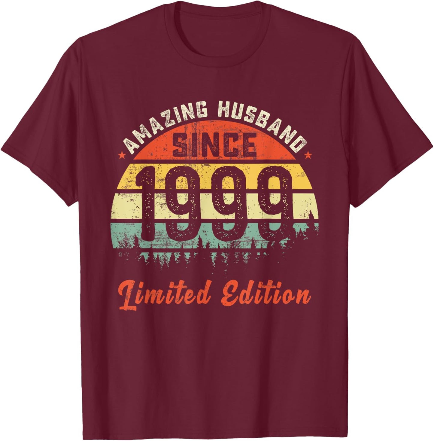 Amazing Husband 1999 Couple wedding Anniversary Men Women T-Shirt - T-Shirt | Maroon