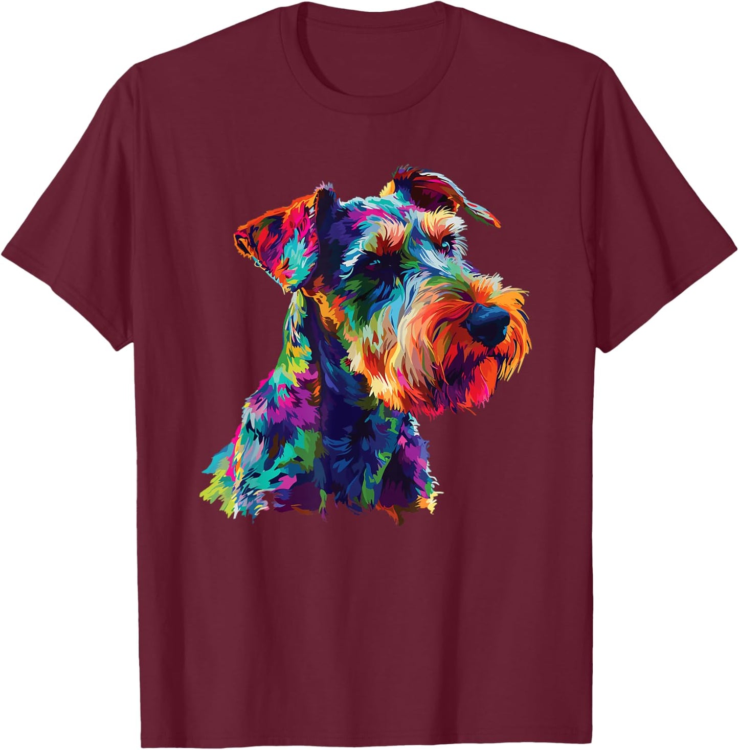 Watercolor Colorful Airedale Terrier Dog Men Women Girls Kids T-Shirt - T-Shirt | Maroon