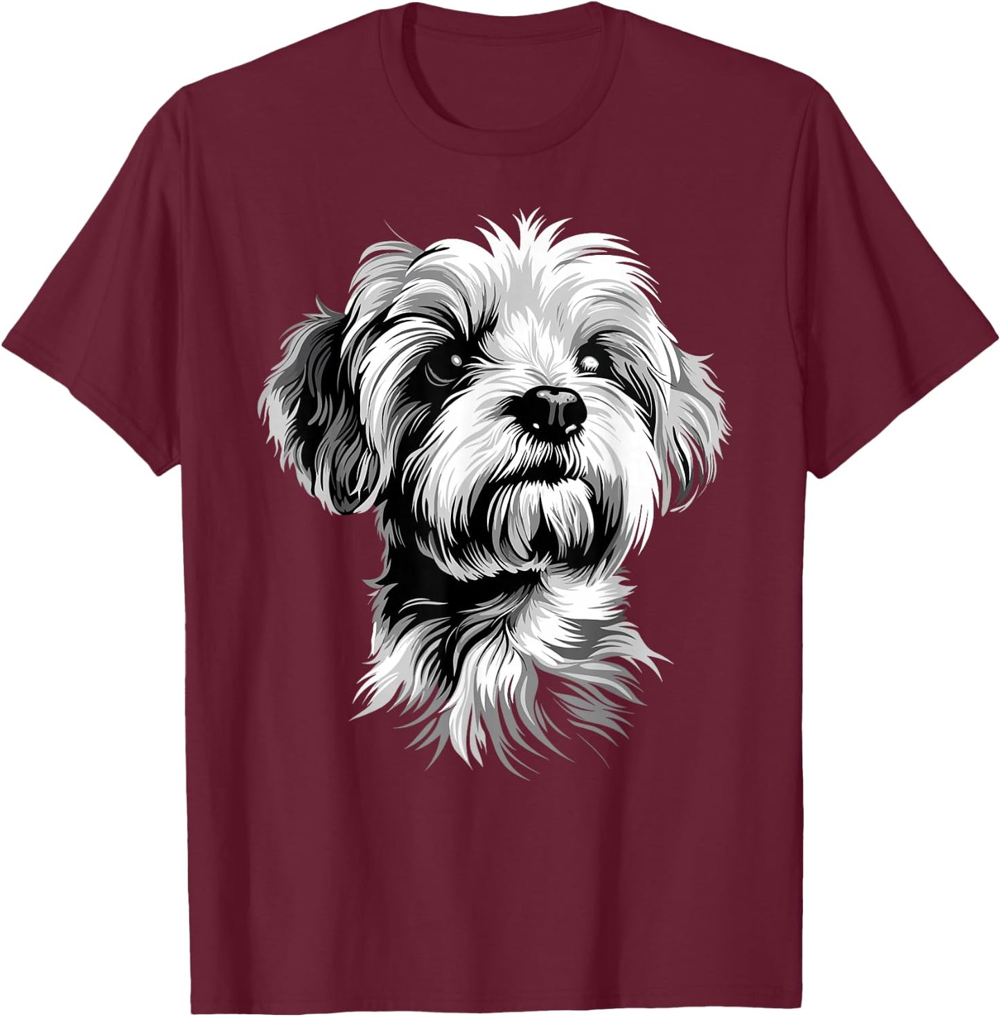 Bichon Maltese Small Dog Bichon Maltese Love Cute , Black, S T-Shirt - T-Shirt | Maroon