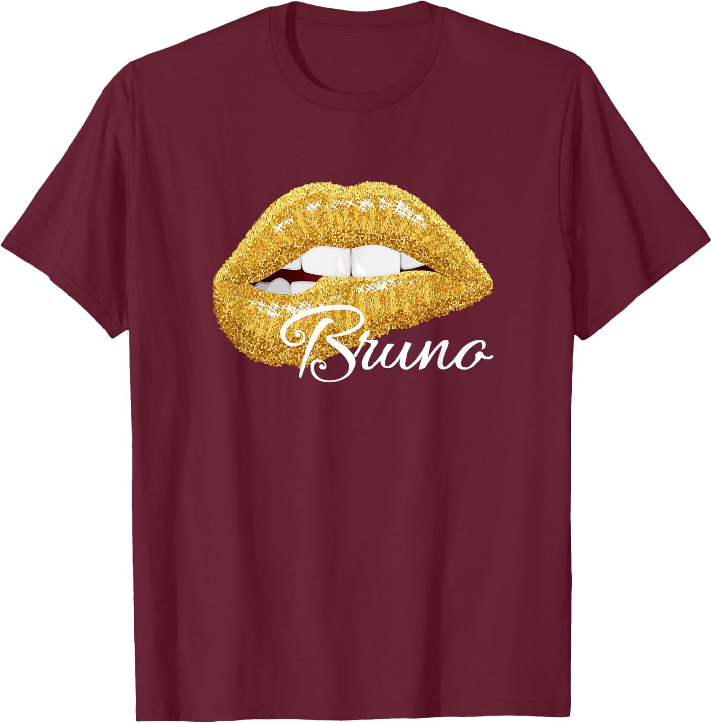 Cute Bruno Lover Golden Lips - Man Women T-Shirt - T-Shirt | Maroon