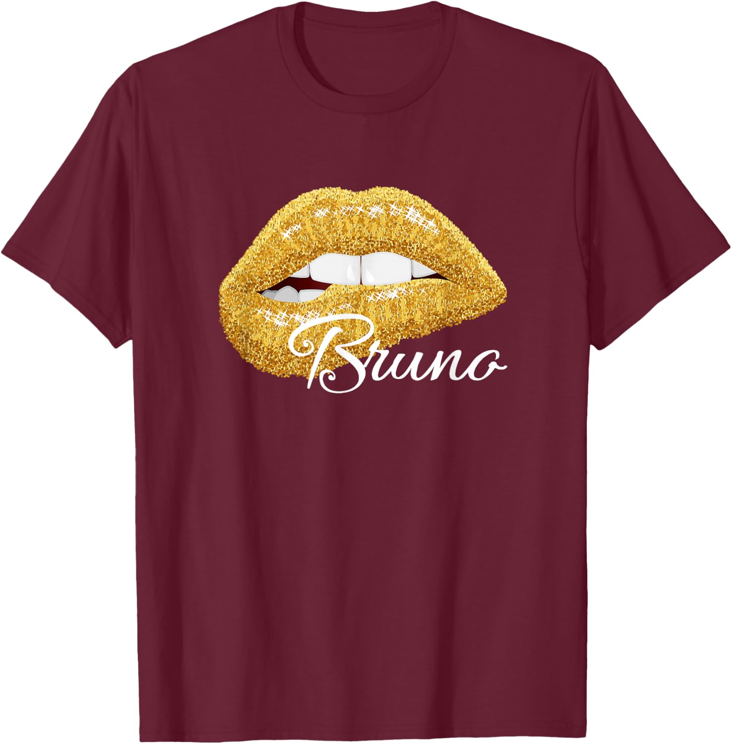 Cute Bruno Lover Golden Lips - Man Women T-Shirt - T-Shirt | Maroon