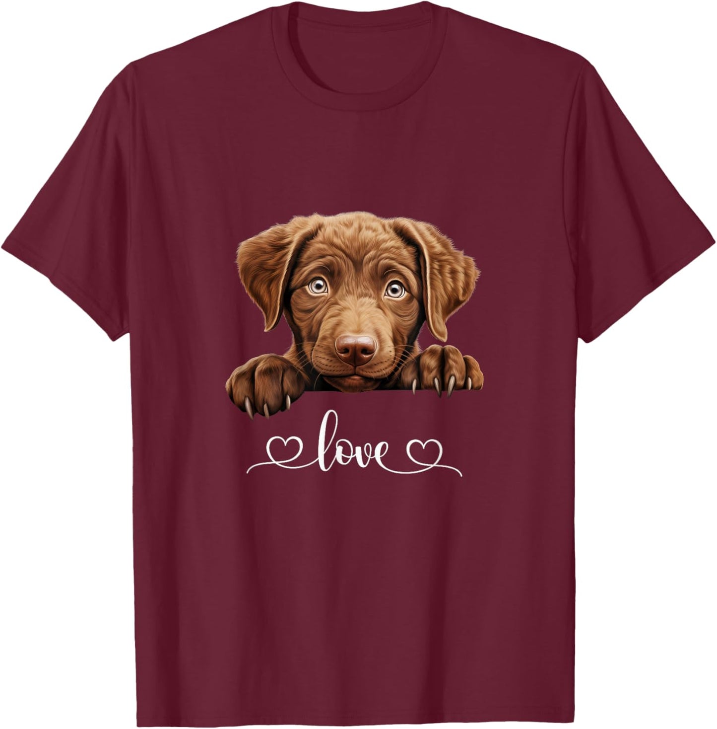 Cute Dog Graphic Love Puppy Chesapeake Bay Retriever Dog Women T-Shirt - T-Shirt | Maroon