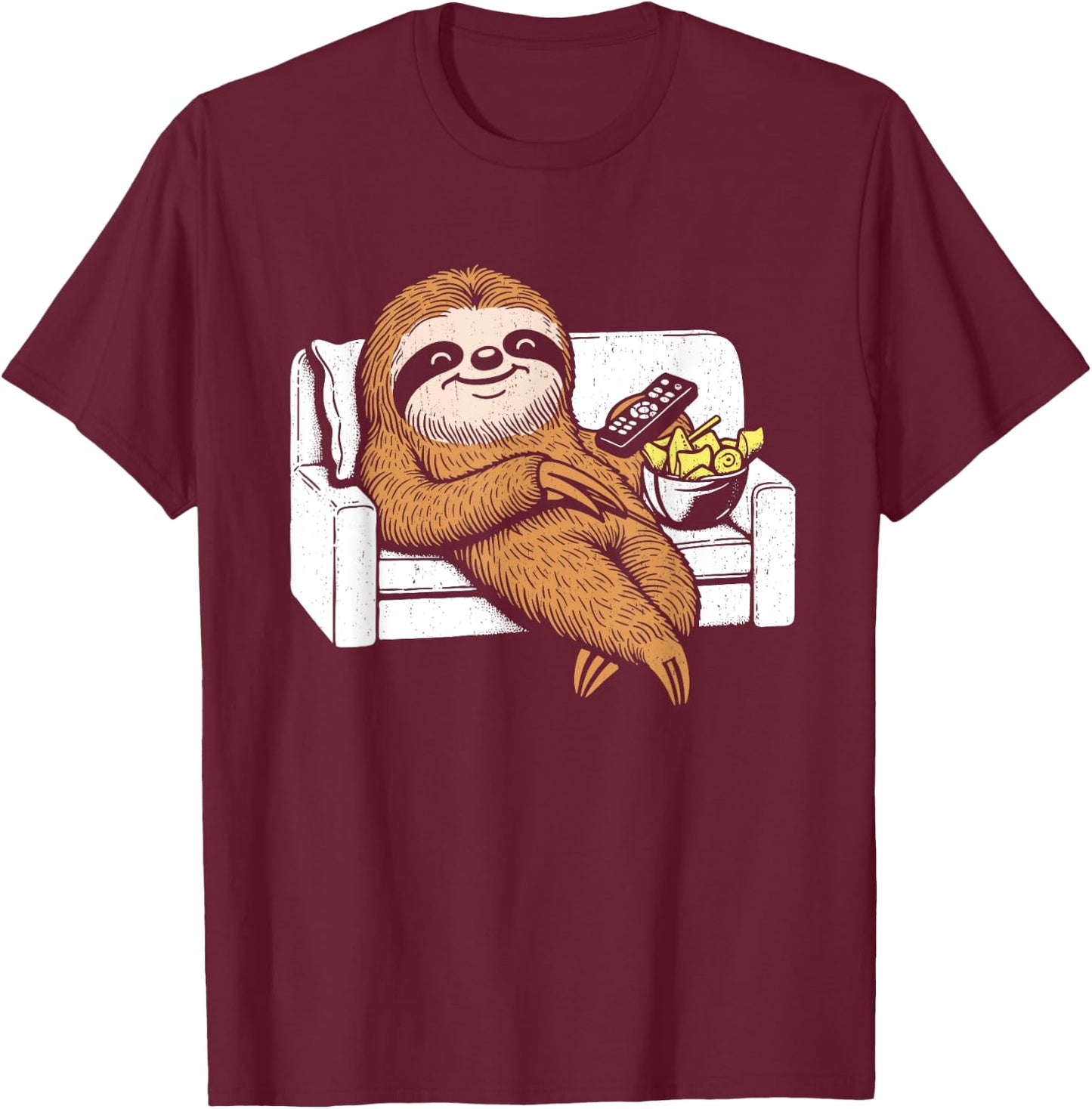 Lazy Lazy Watching TV Funny Lazy Animal Lover Humor , Black, S T-Shirt - T-Shirt | Maroon