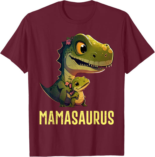 Mamasaurus Mother's Day Mum Dinosaur Mother , black T-Shirt - T-Shirt | Maroon