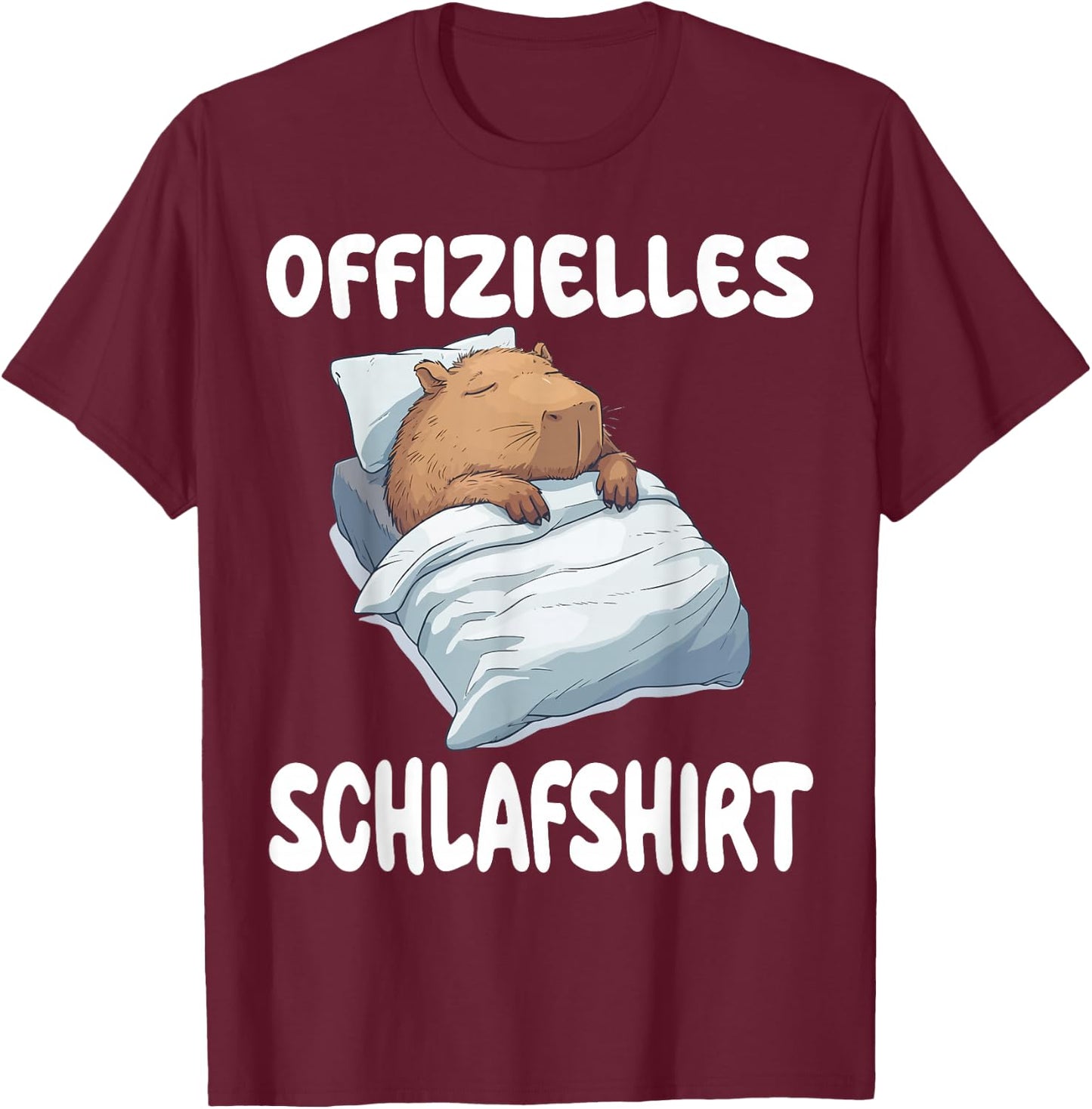 Capybara Water Pig Official Sleep Shirt Nightdress , black T-Shirt - T-Shirt | Maroon