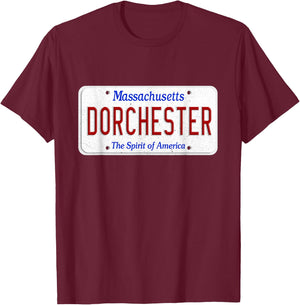 Dorchester South Boston Massachusetts License Plate Southie T-Shirt - T-Shirt | Maroon