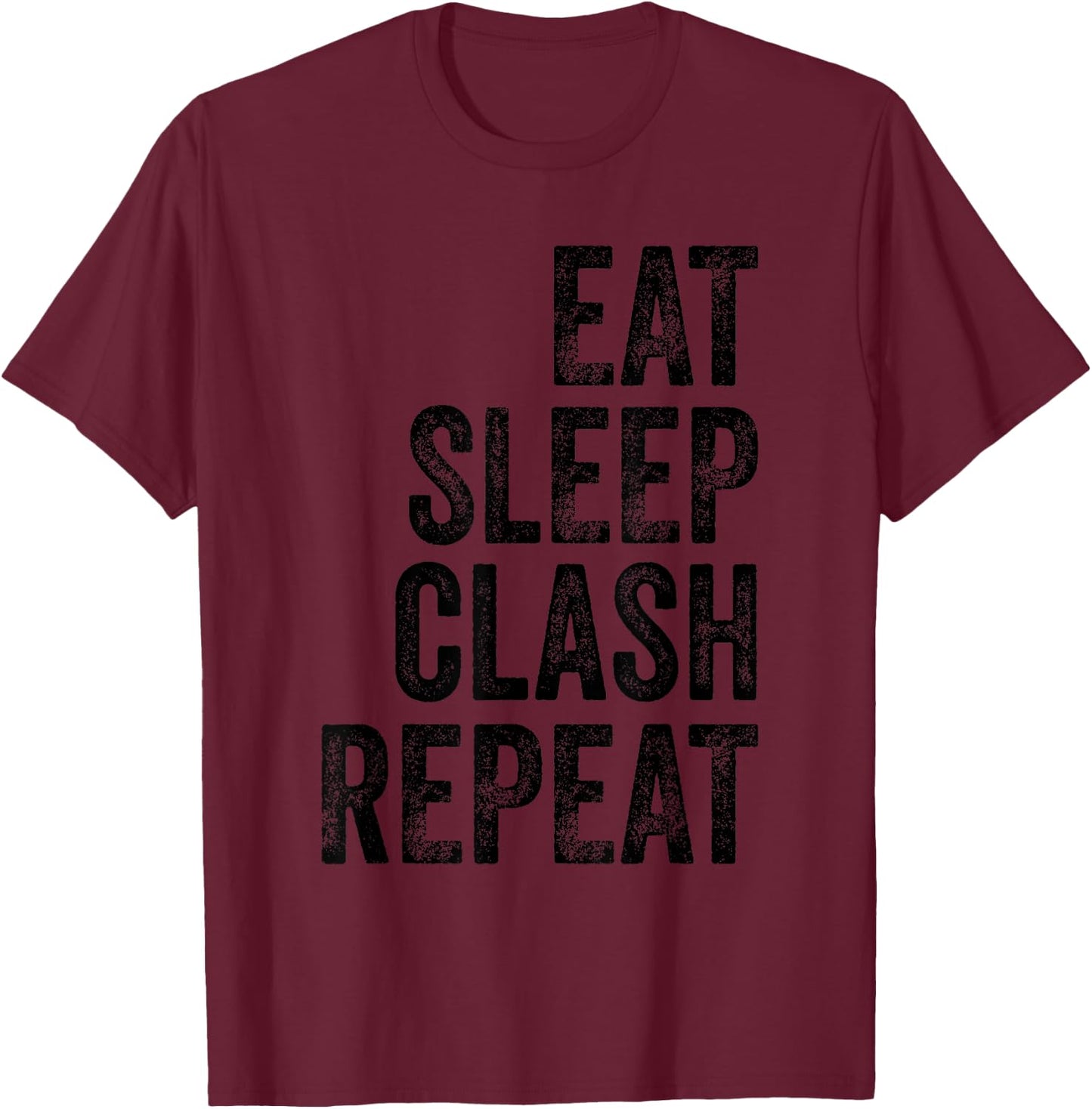 Vintage Gaming Clan - Eat Sleep Clash Repeat T-Shirt - T-Shirt | Maroon