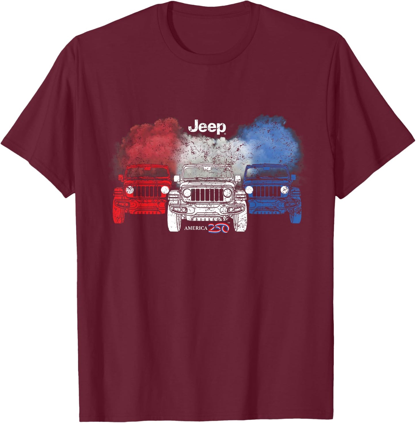 Jeep AMERICA250 Anniversary Frontline Official T-Shirt - T-Shirt | Maroon