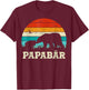 Herren Retro Vater Baby Sohn Tochter Bär Papa Vatertag T-Shirt - T-Shirt | Maroon