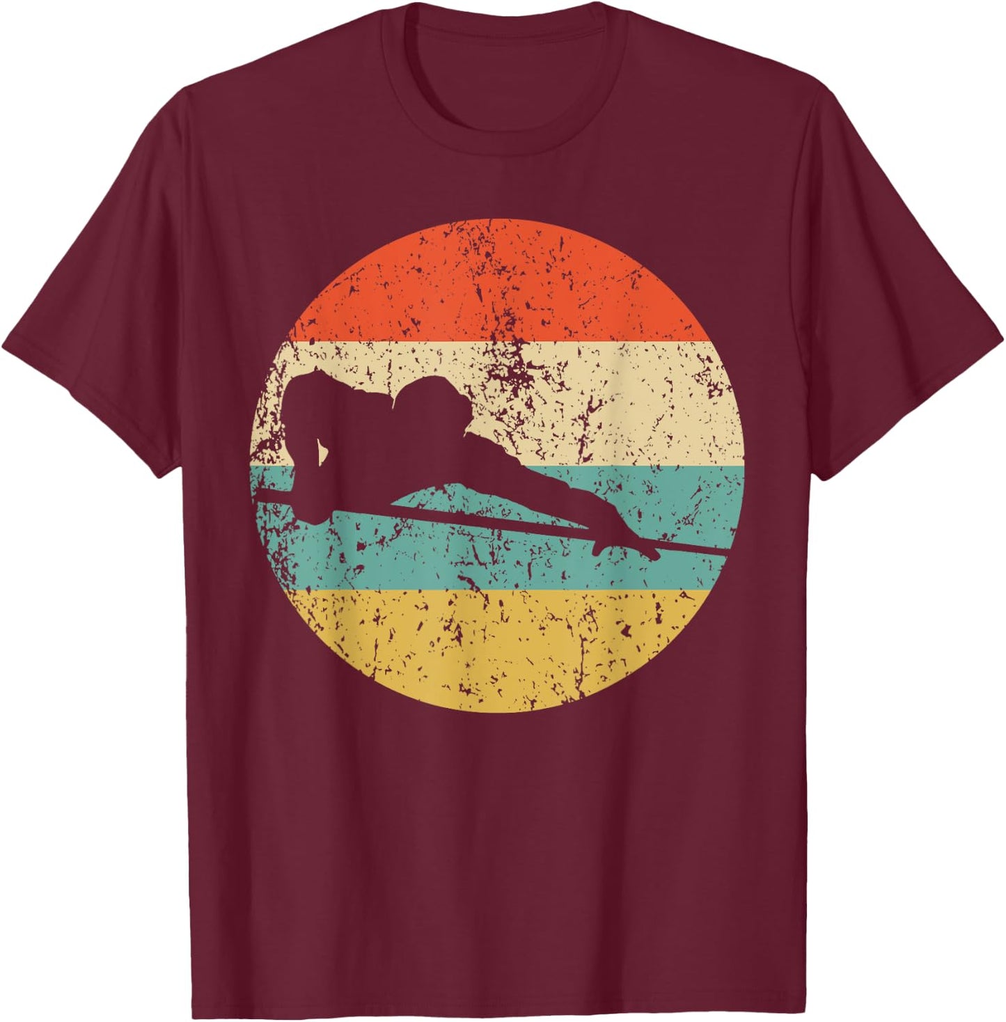 Pool Player Billiards Player Silhouette Retro Sports T-Shirt - T-Shirt | Maroon