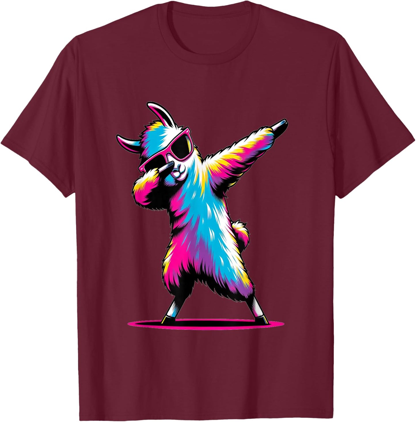 Dabbing Llama with sunglasses Dancing Dab Llama motif T-Shirt - T-Shirt | Maroon