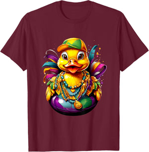 Mardi Gras Bath Duck T-Shirt - T-Shirt | Maroon