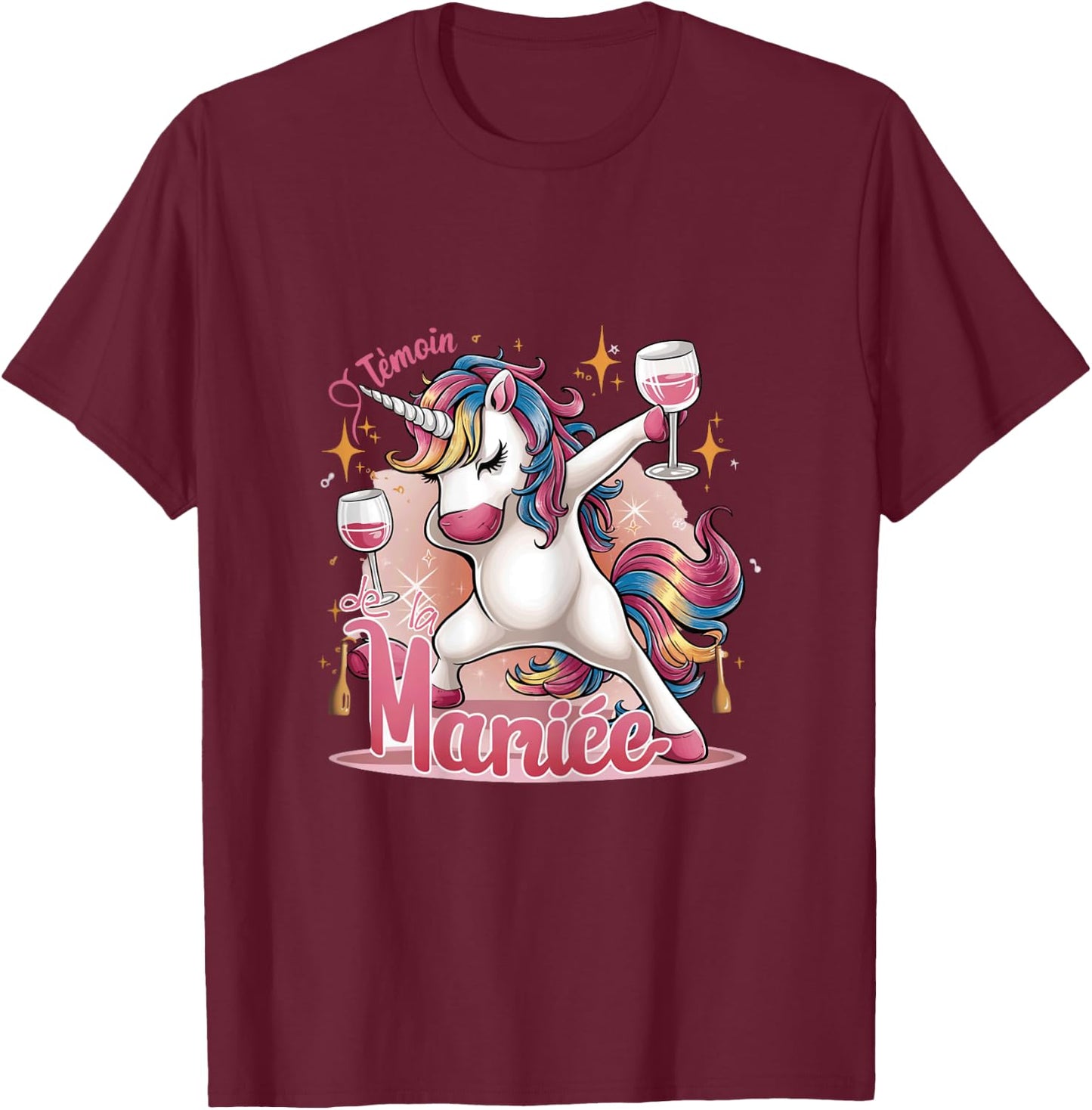 Team Unicorn Future Bride Witness Of The Bride Evjf Humor , Black T-Shirt - T-Shirt | Maroon