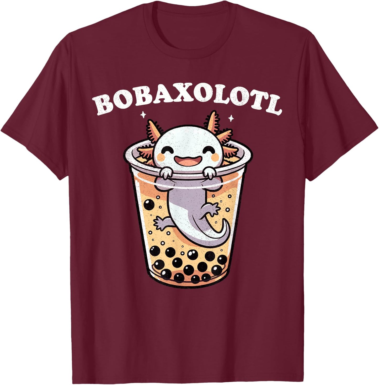 Axolotl Boba Tea Bubble Tea Milk Tea Anime Axolotl Funny T-Shirt - T-Shirt | Maroon