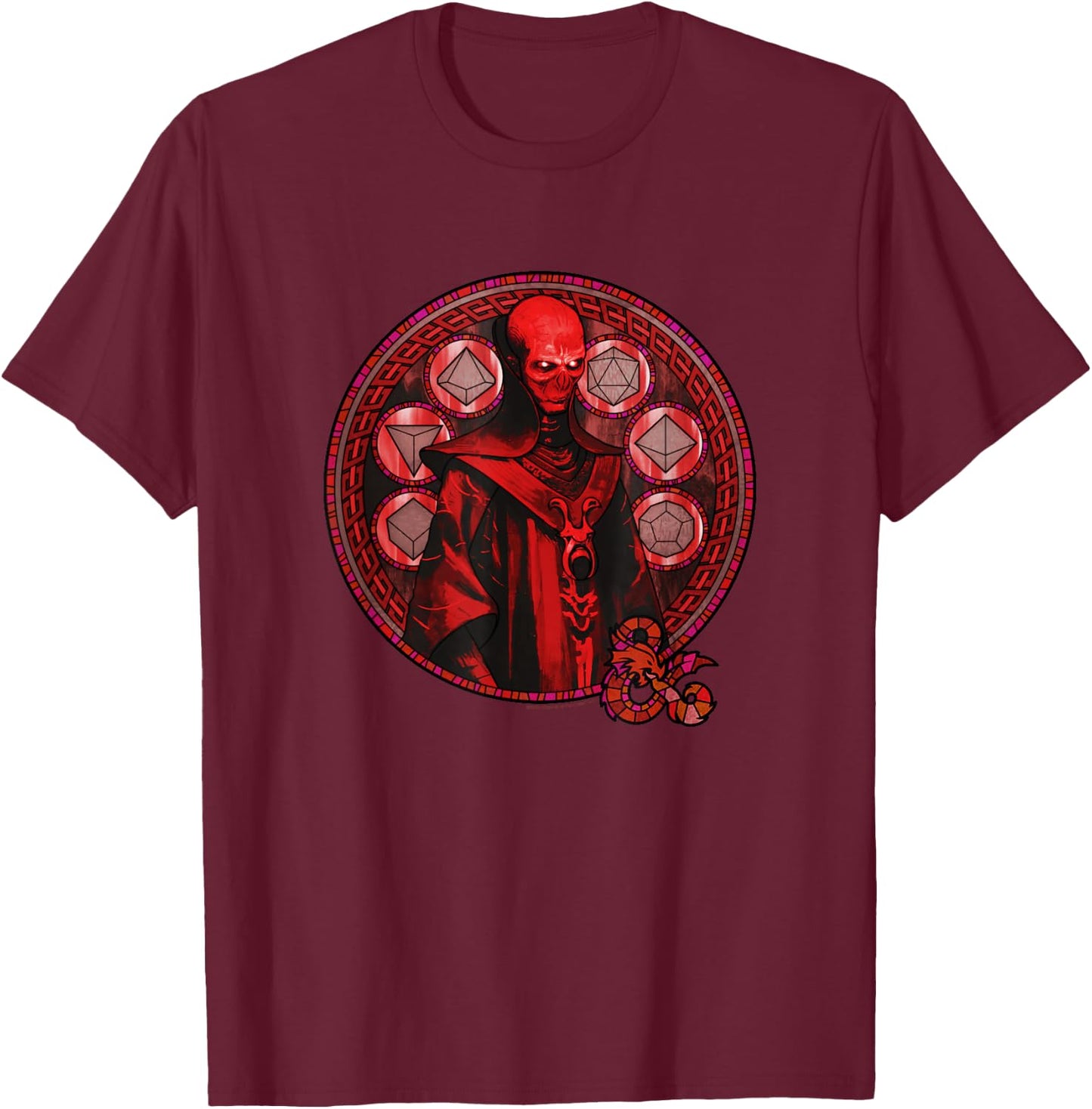Dungeons & Dragons Szass Tam Red Stained Glass Style Logo T-Shirt - T-Shirt | Maroon