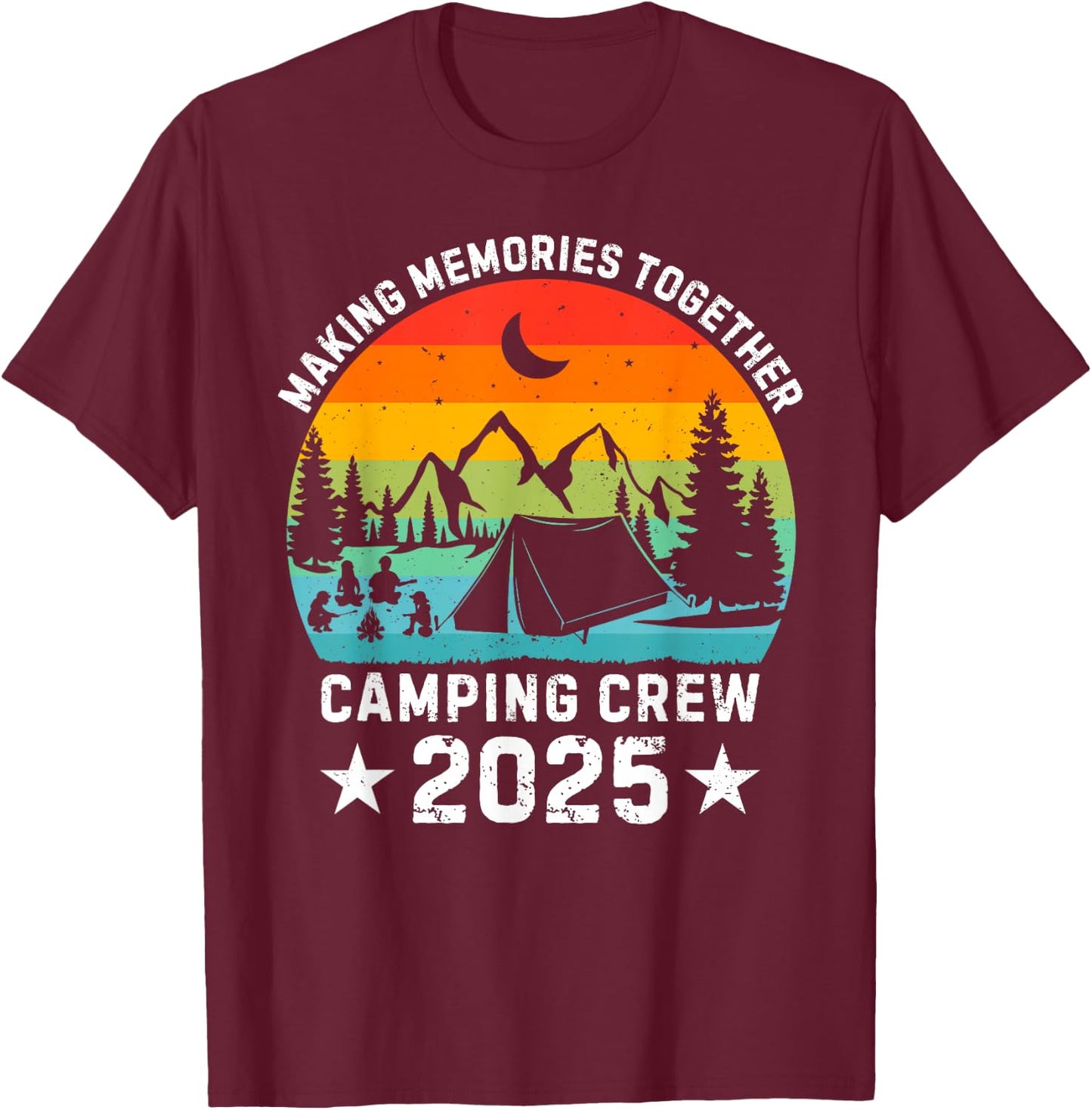 Family Camping Crew 2025 Outdoor Camper Group Matching T-Shirt - T-Shirt | Maroon