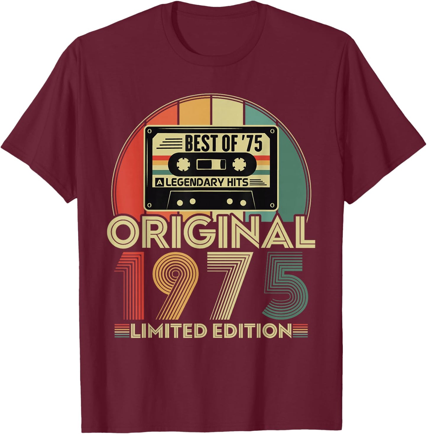 Original 1975 Vintage Birthday 50 Years Women , Black, S T-Shirt - T-Shirt | Maroon