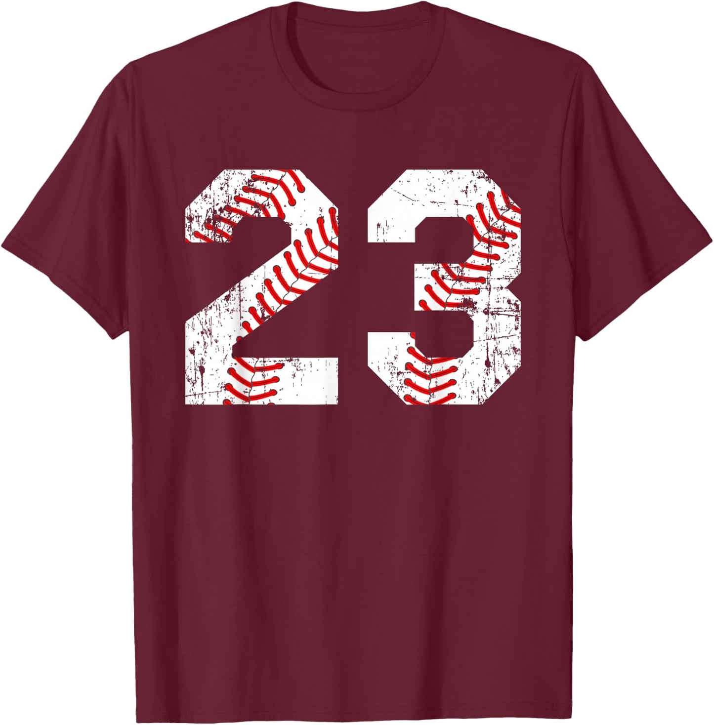 Vintage Baseball 23 Jersey Number T-Shirt - T-Shirt | Maroon