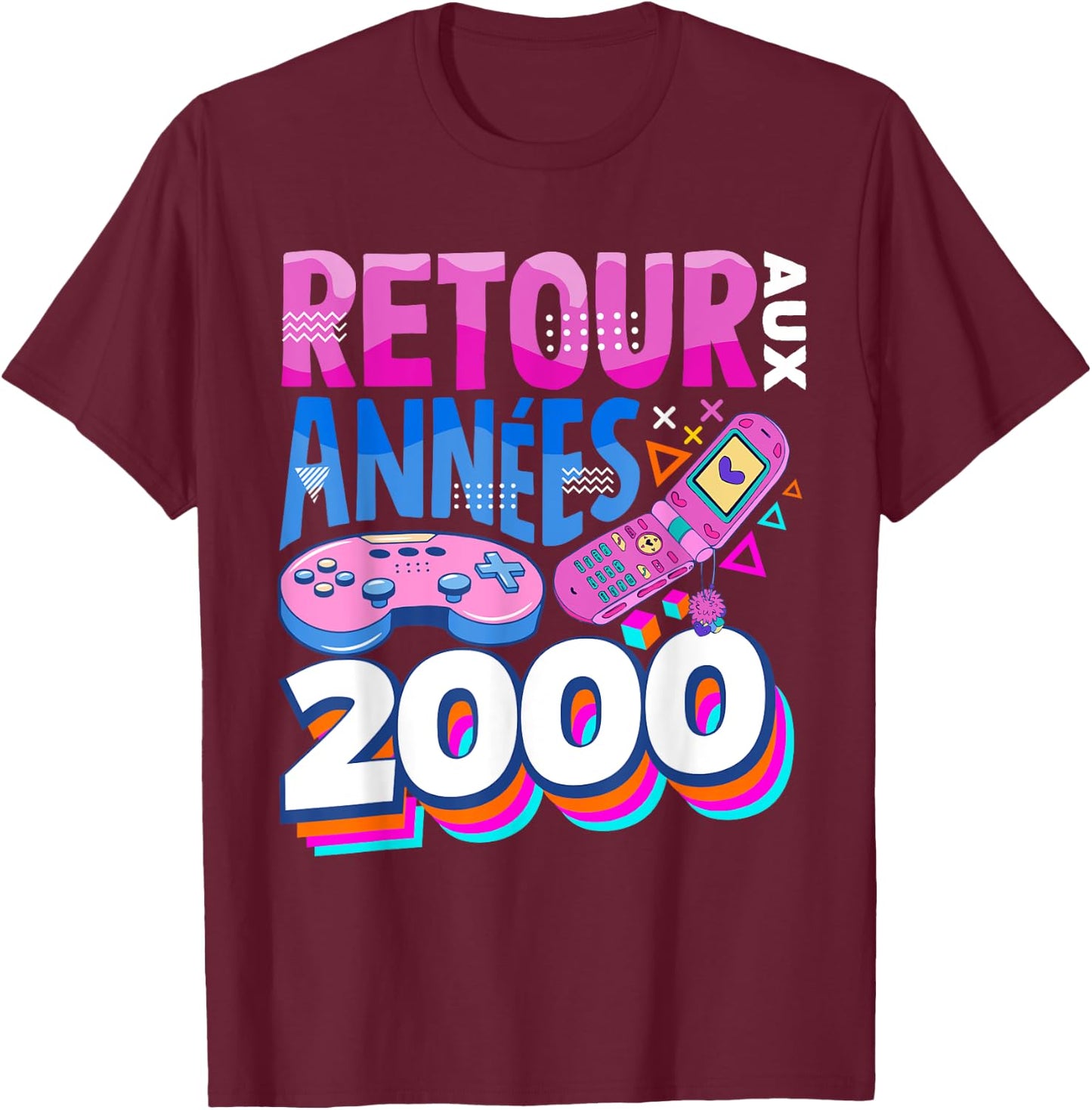 Back to the 2000s Vintage Retro 00s , Black, S T-Shirt - T-Shirt | Maroon