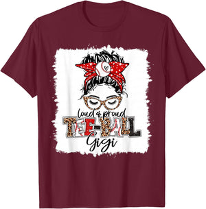 T-Ball Gigi Ball Leopard Print Squad Messy Bun Hair T-Shirt - T-Shirt | Maroon