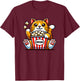 Popcorn Cat Party Snack T-Shirt - T-Shirt | Maroon