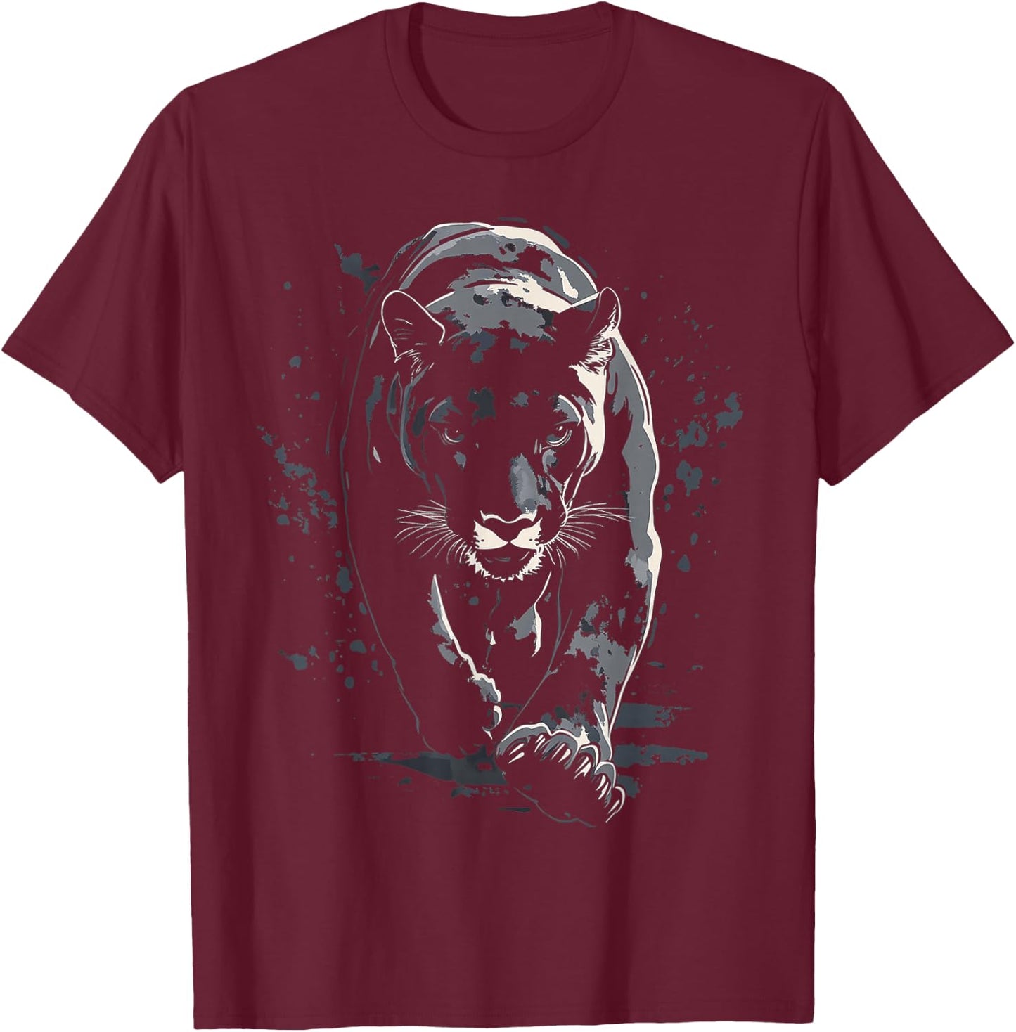 Puma Animals Artwork Puma , black T-Shirt - T-Shirt | Maroon