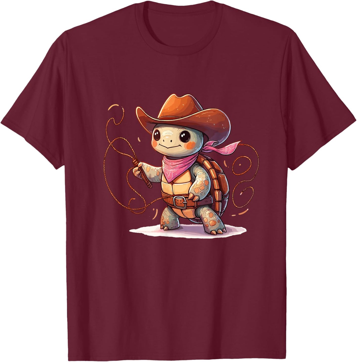 Western Rodeo Cowboy Hat Tortoise Turtle Texas Animals T-Shirt - T-Shirt | Maroon