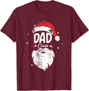 Family Dad Claus Christmas Santa's Hat Pajama Matching T-Shirt - T-Shirt | Maroon