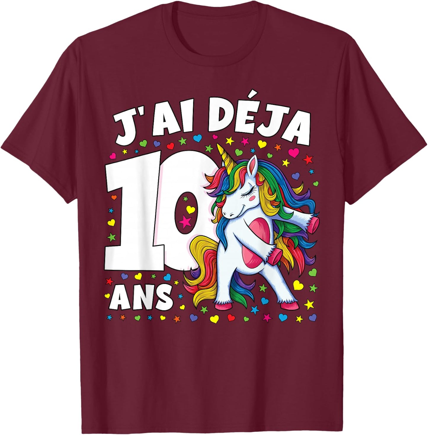 I Have Deja 10 Years Unicorn Girl Birthday Gifts , Black, S T-Shirt - T-Shirt | Maroon