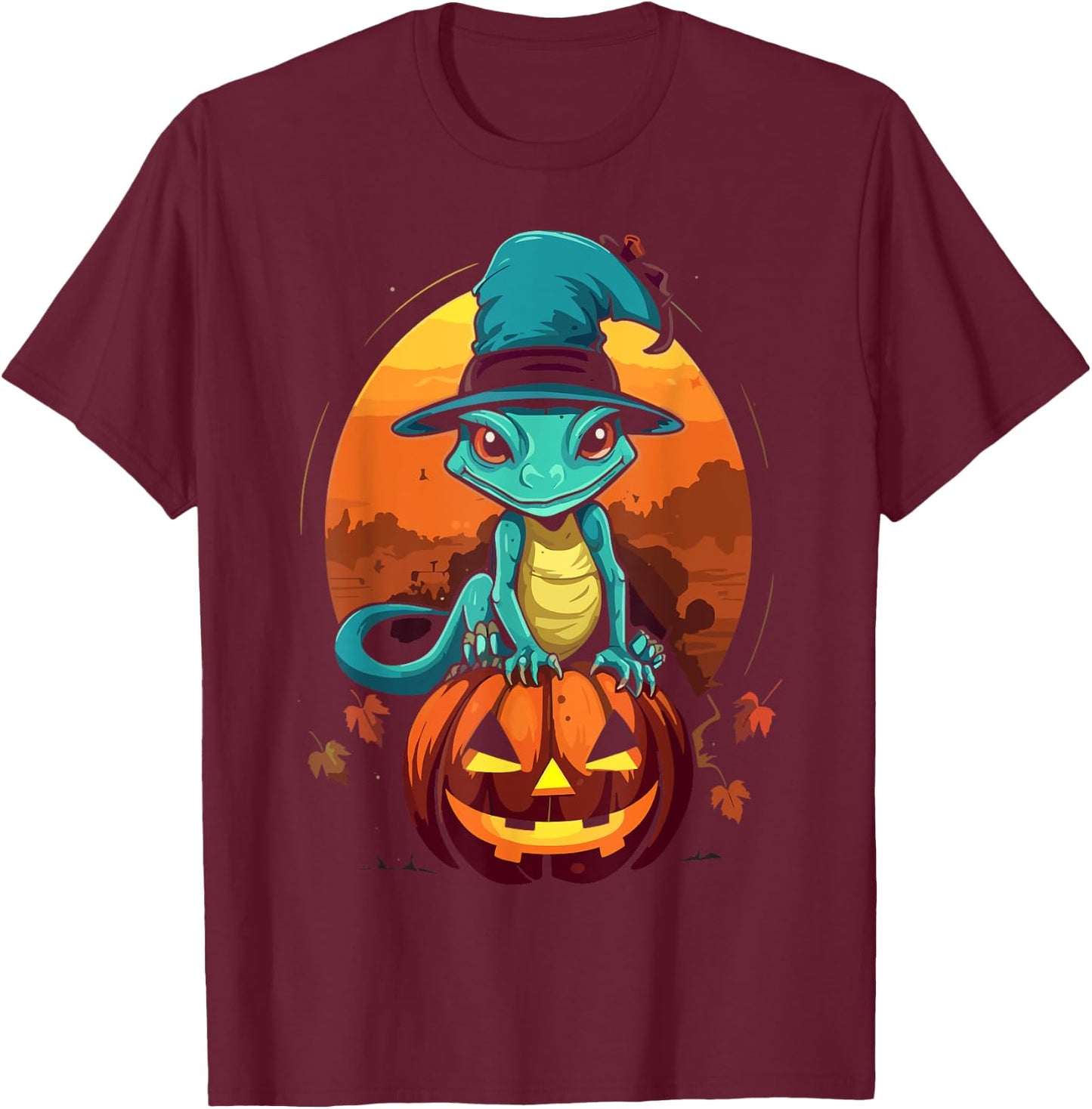 Gecko Halloween Scary Reptile Trick Or Treat Spooky Lizard T-Shirt - T-Shirt | Maroon