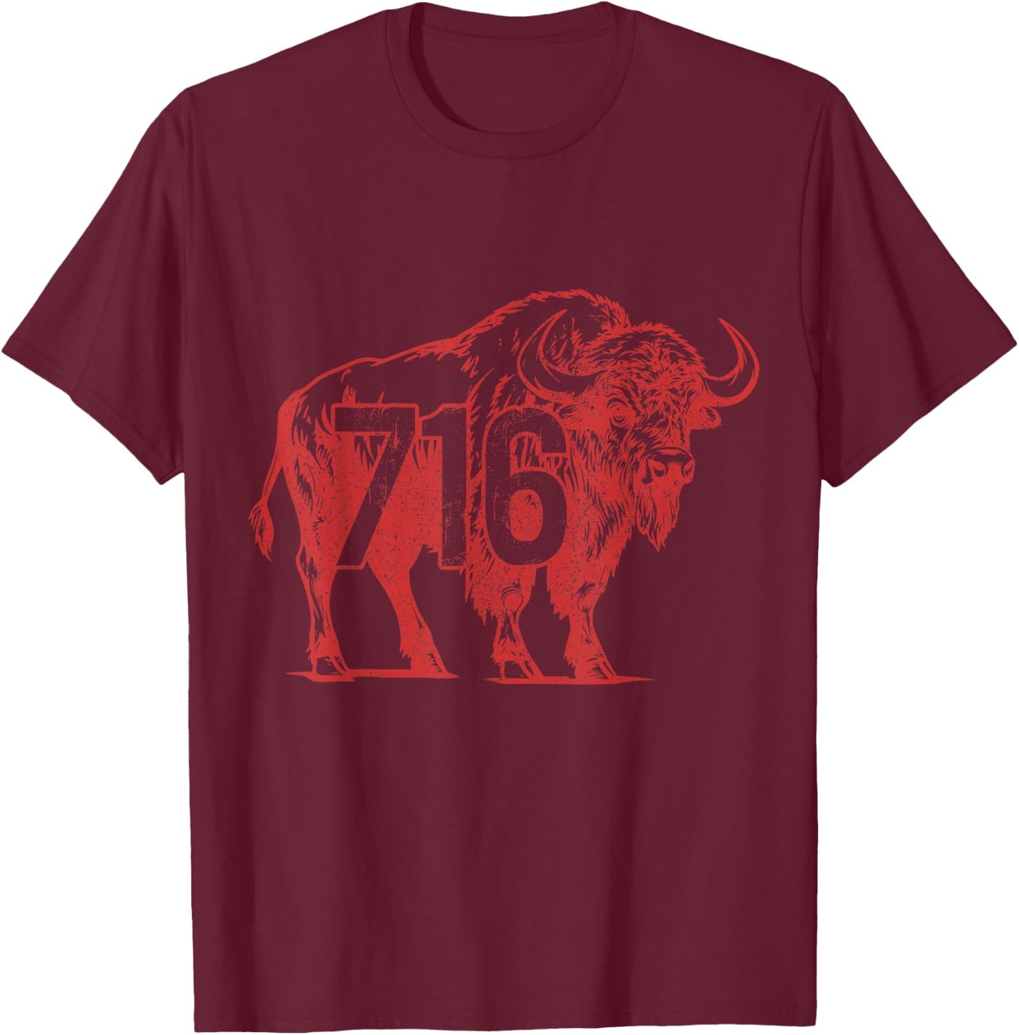 Buffalo New York 716 Area Code Pride T-Shirt - T-Shirt | Maroon
