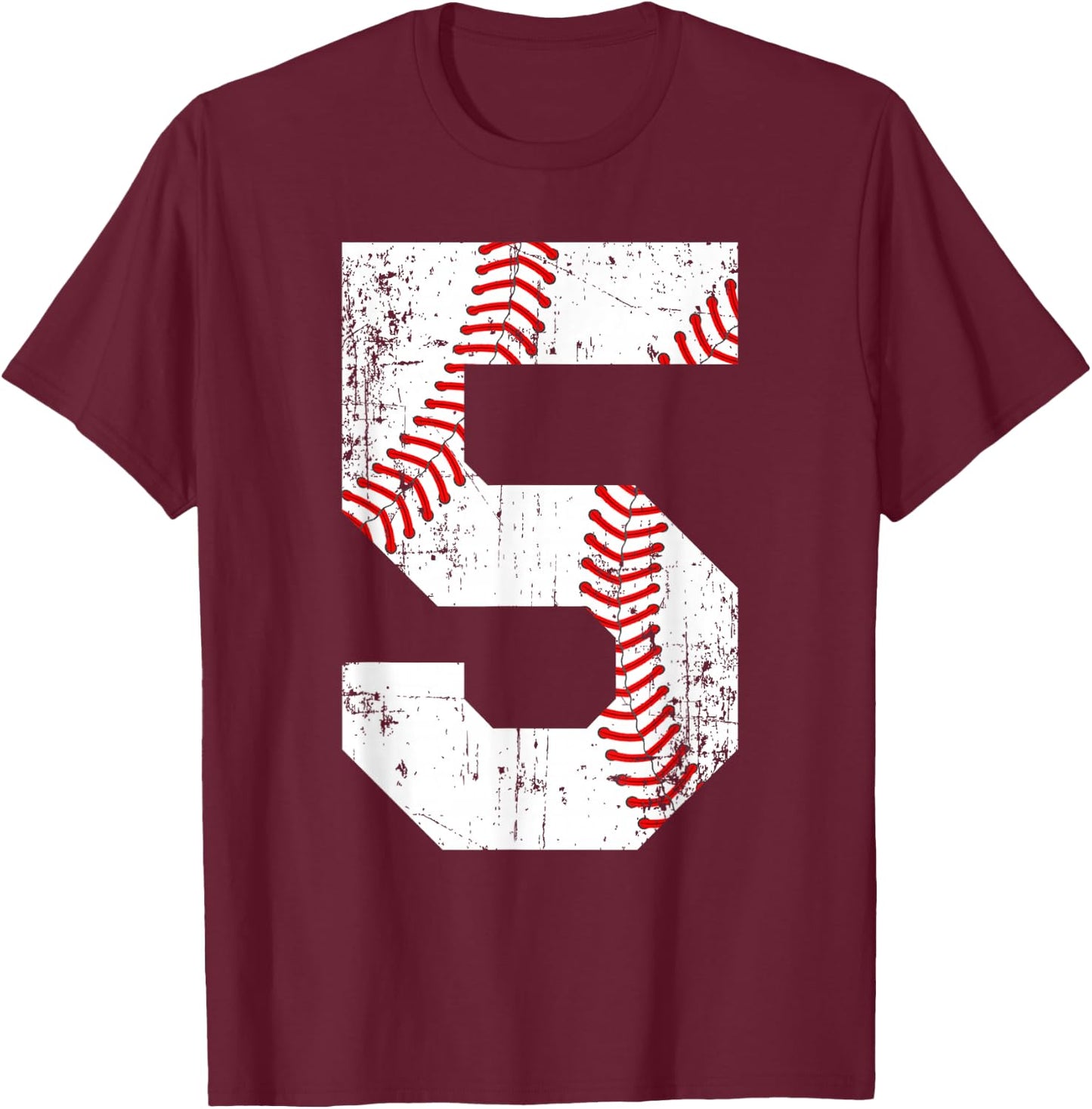 Vintage Baseball 5 Jersey Number T-Shirt - T-Shirt | Maroon