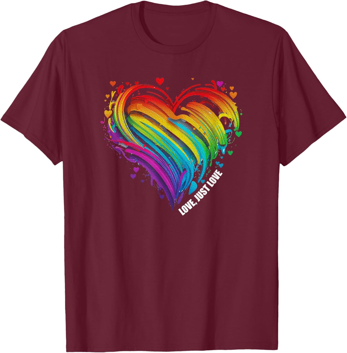 CSD LGBT Rainbow LGBTQ Heart Pride Love Just Love , black T-Shirt - T-Shirt | Maroon