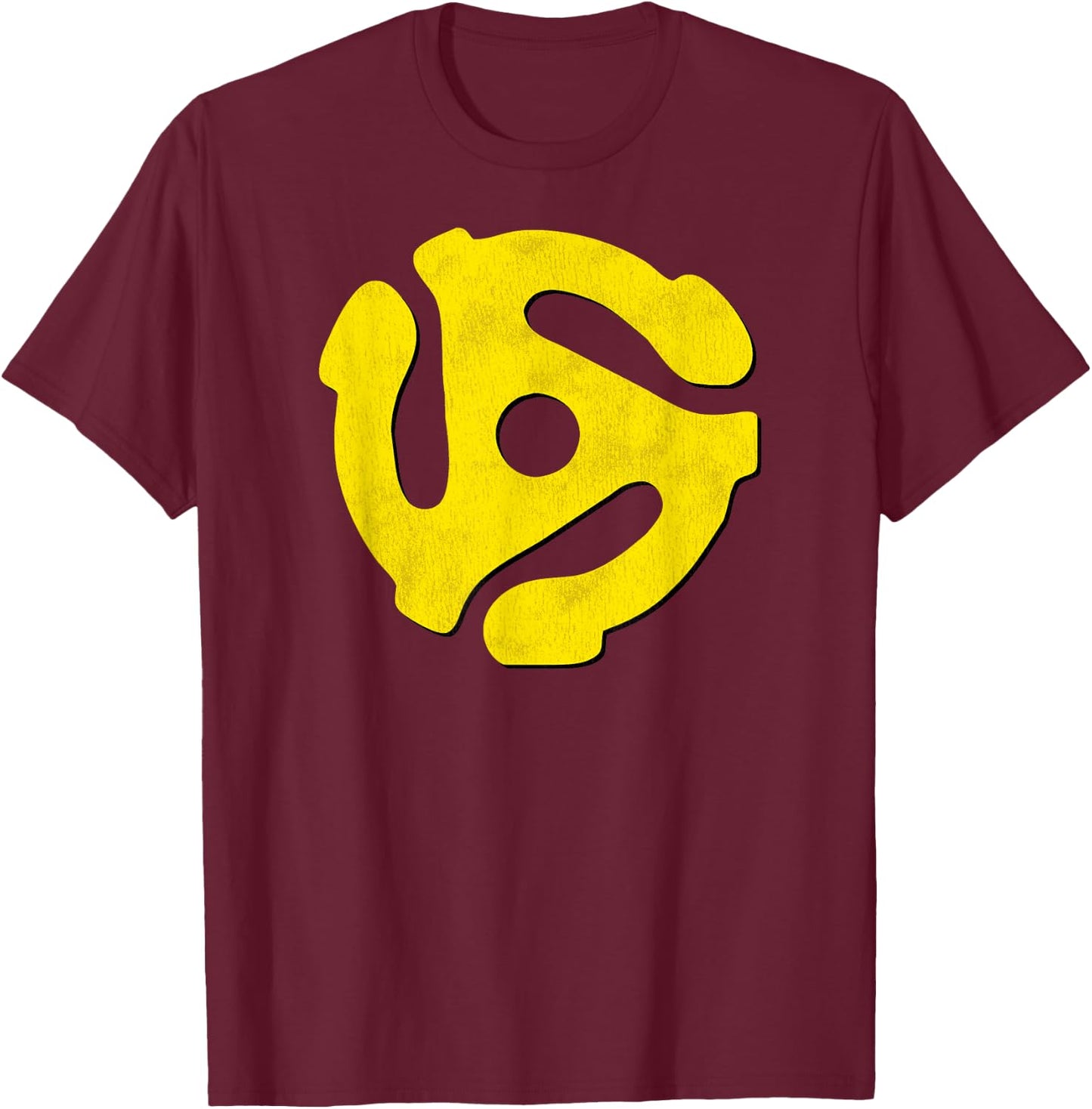 Music Geek, Retro 45 rpm Yellow Record Adaptor Vinyl Lovers T-Shirt - T-Shirt | Maroon