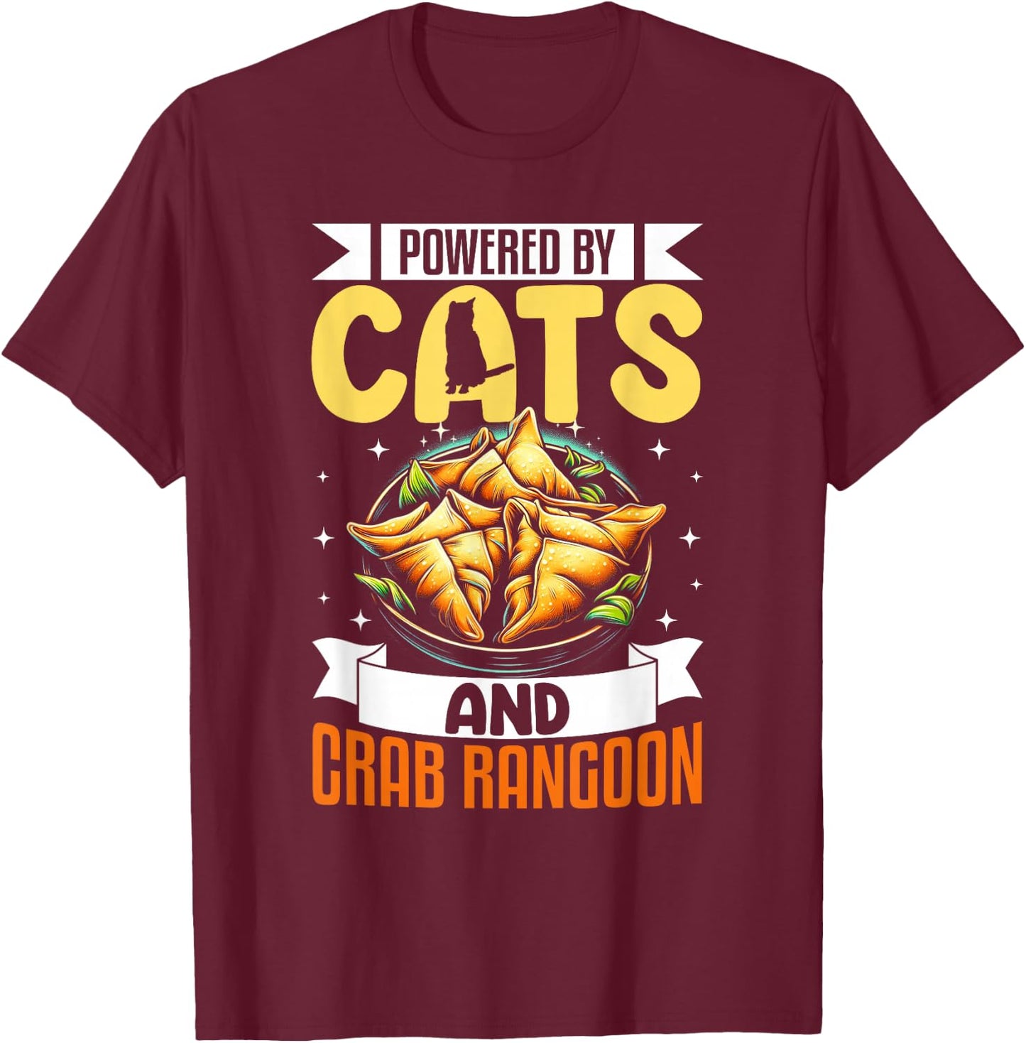 Crab Rangoon Shirt Funny Cat Lover Seafood Crab Rangoon T-Shirt - T-Shirt | Maroon