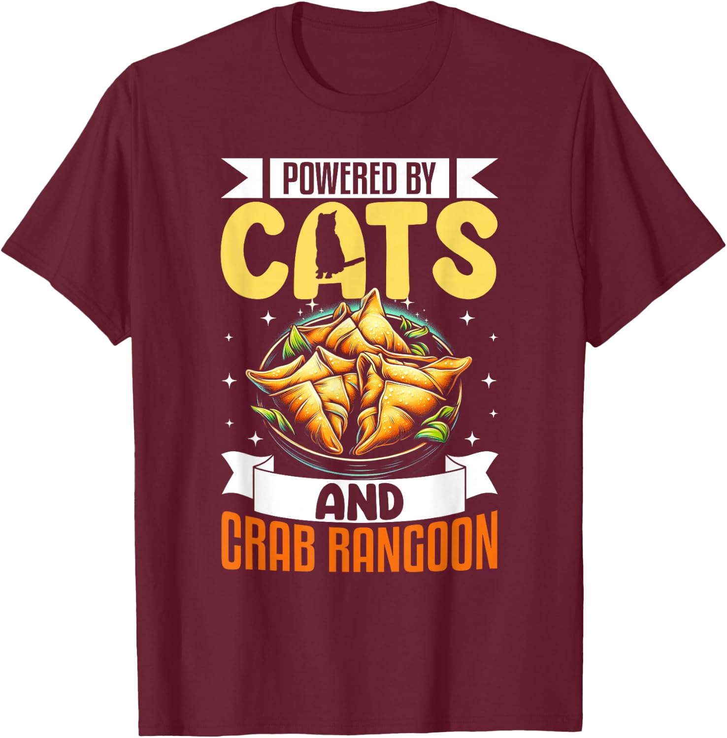 Crab Rangoon Shirt Funny Cat Lover Seafood Crab Rangoon T-Shirt - T-Shirt | Maroon