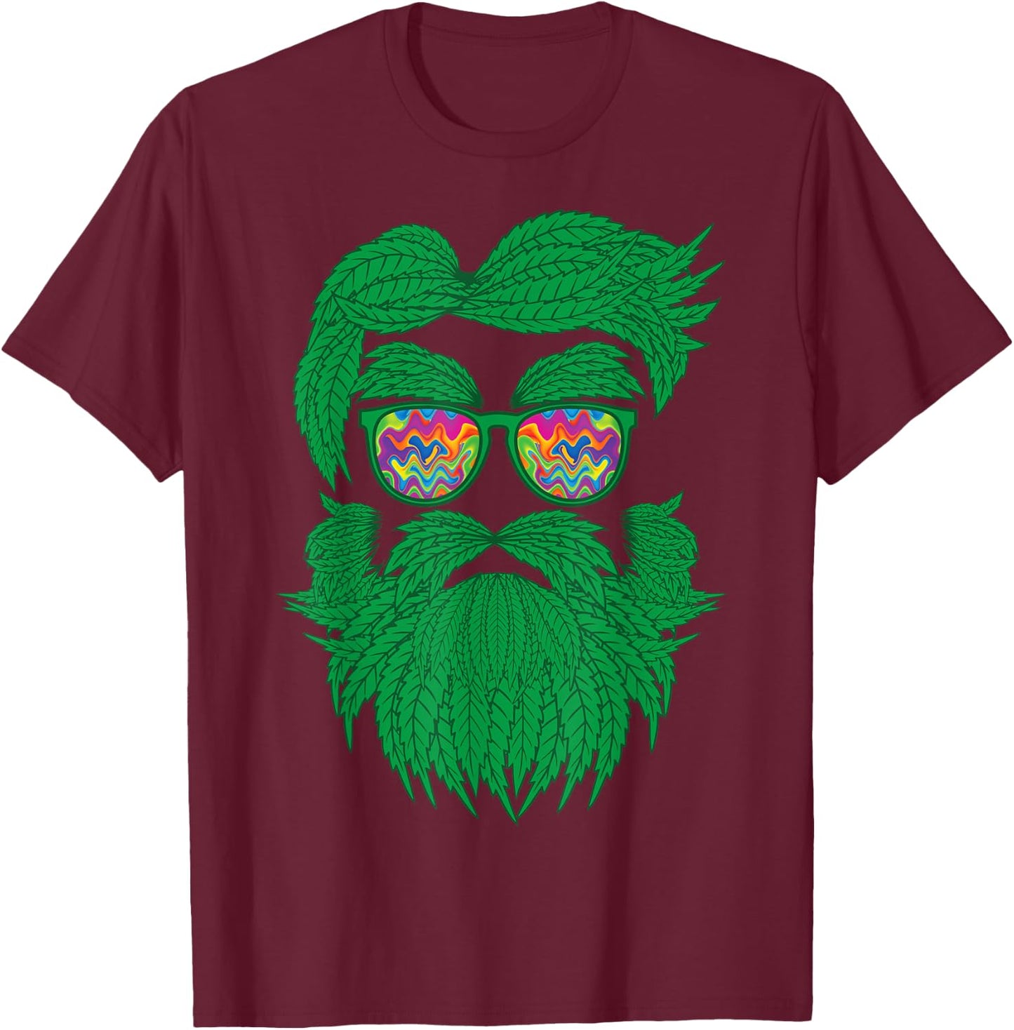 Weed Beard Sunglasses 420 Cannabis Marijuana Stoner Gift T-Shirt - T-Shirt | Maroon
