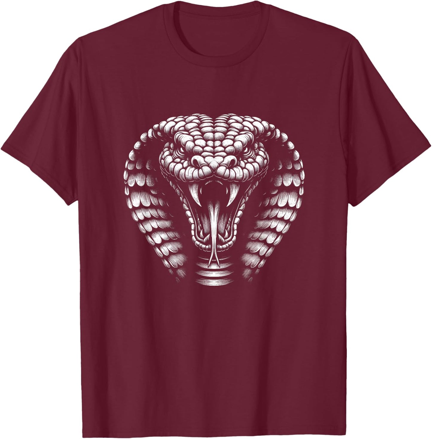 Cobra Snake Face Graphic Art Design T-Shirt - T-Shirt | Maroon
