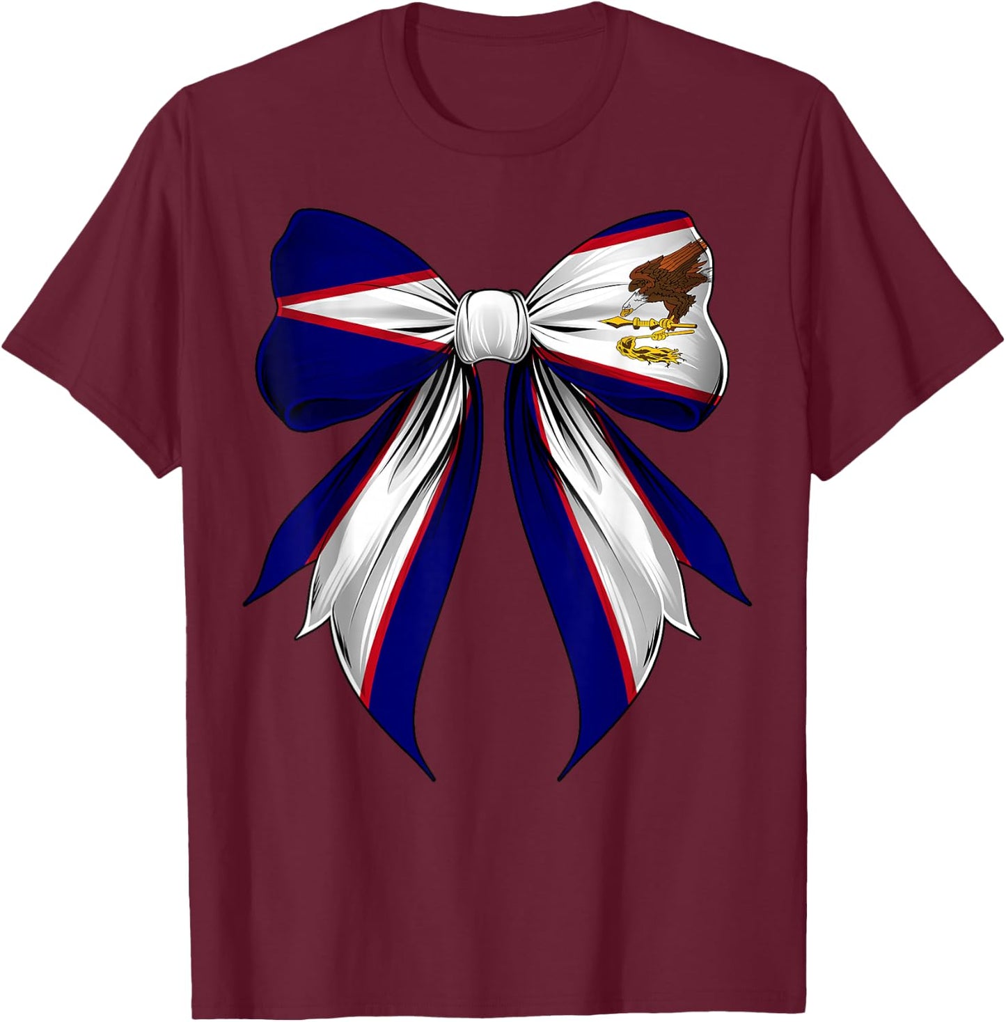 American Samoa Flag American Samoan Pride Coquette Ribbon T-Shirt - T-Shirt | Maroon