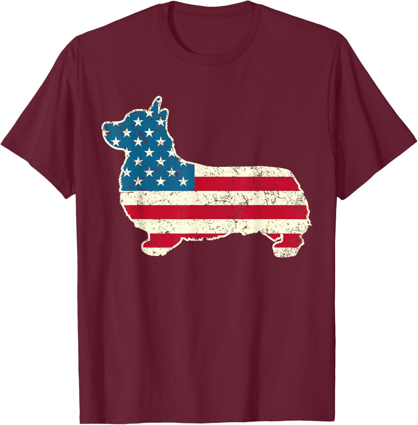 Corgi 4th of July Dog Lover Gifts Men Women American Flag T-Shirt - T-Shirt | Maroon