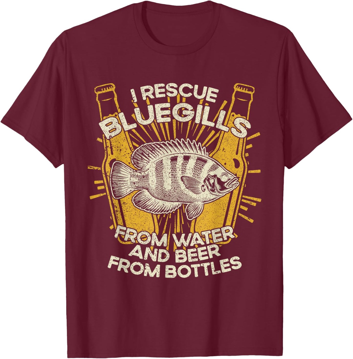 I Rescue Fish And Beer - Fisherman Fishing Bluegill T-Shirt - T-Shirt | Maroon