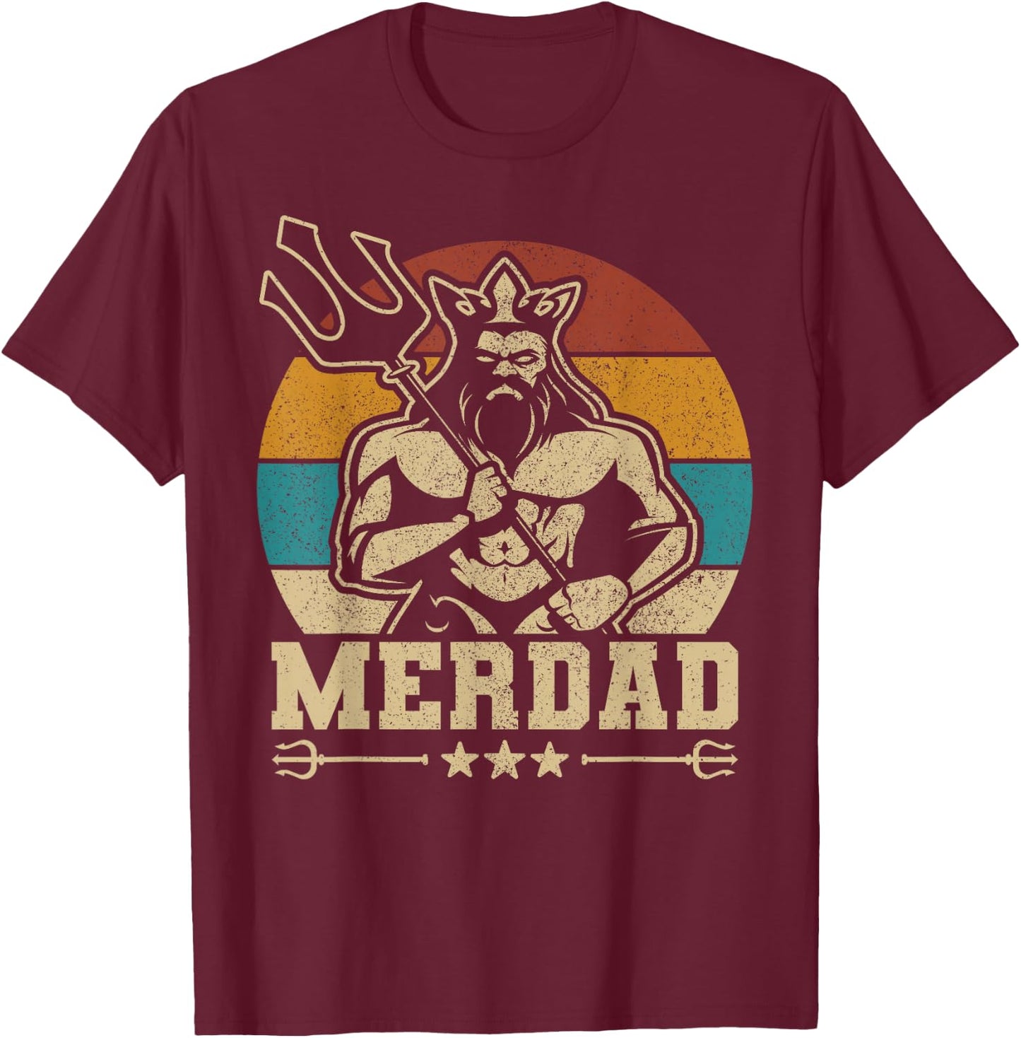 Merdaddy Mermaid Dad Costume Merman Fathers Day Party Outfit T-Shirt - T-Shirt | Maroon