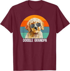 Doodle Grandpa Of A Goldendoodle Grandfather Retro T-Shirt - T-Shirt | Maroon