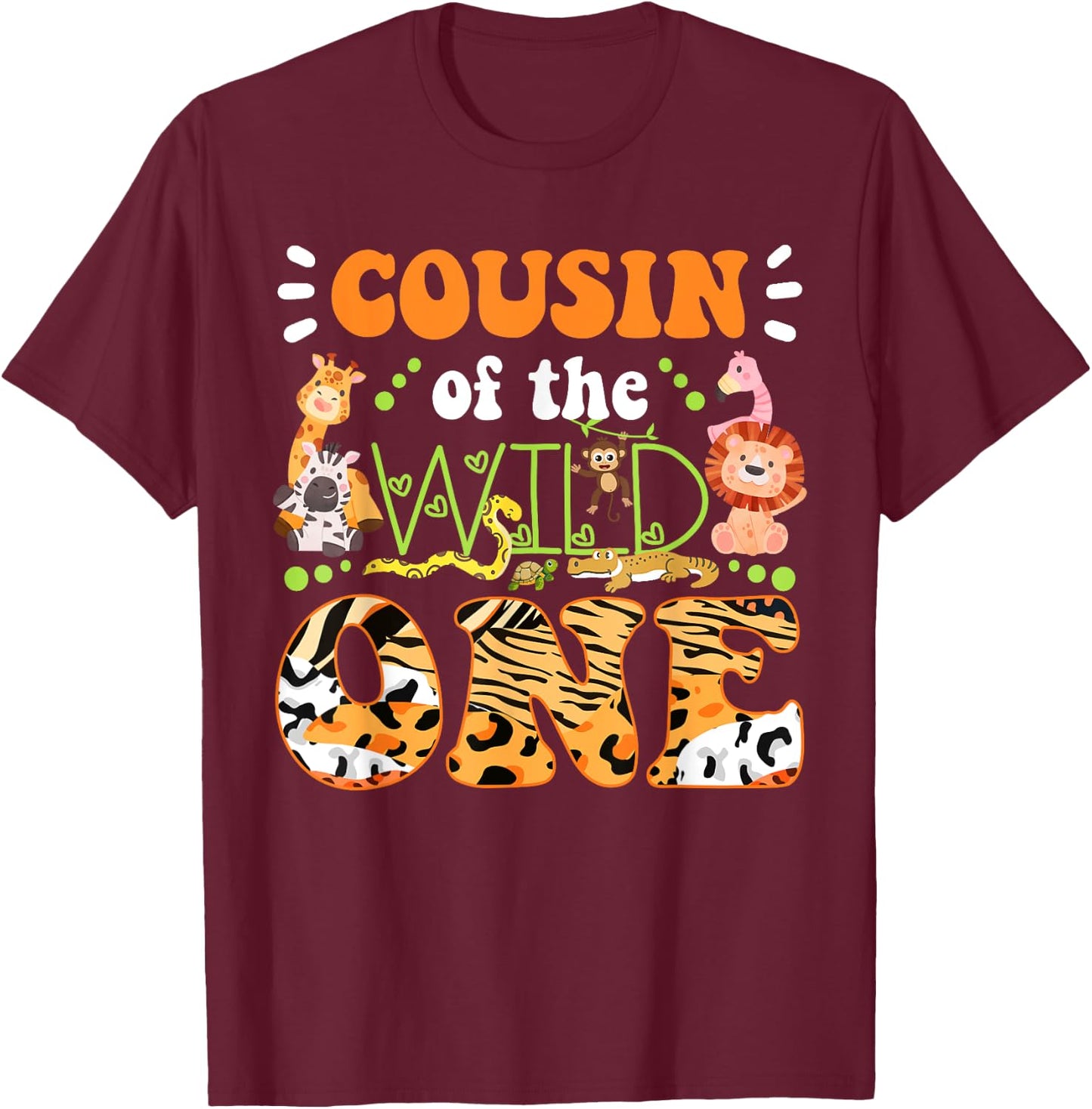 Cousin Of The Wild One 1st Birthday Safari Family Matching T-Shirt - T-Shirt | Maroon